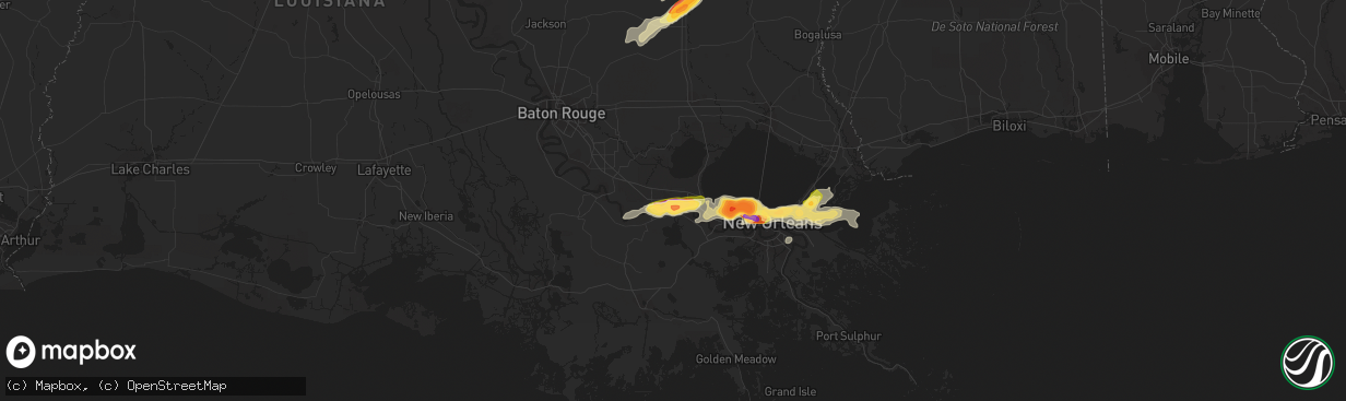 Hail map in Reserve, LA on April 15, 2015