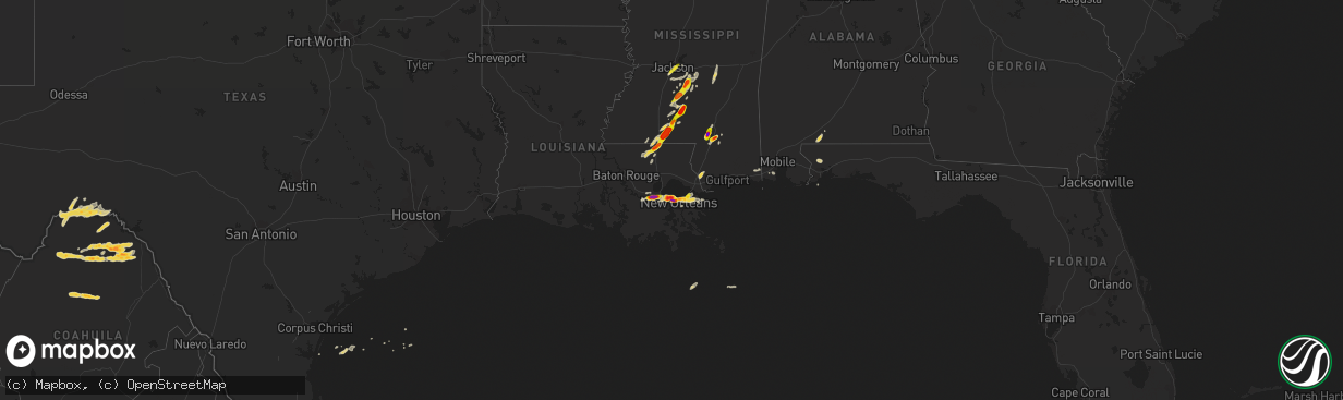 Hail map on April 15, 2015