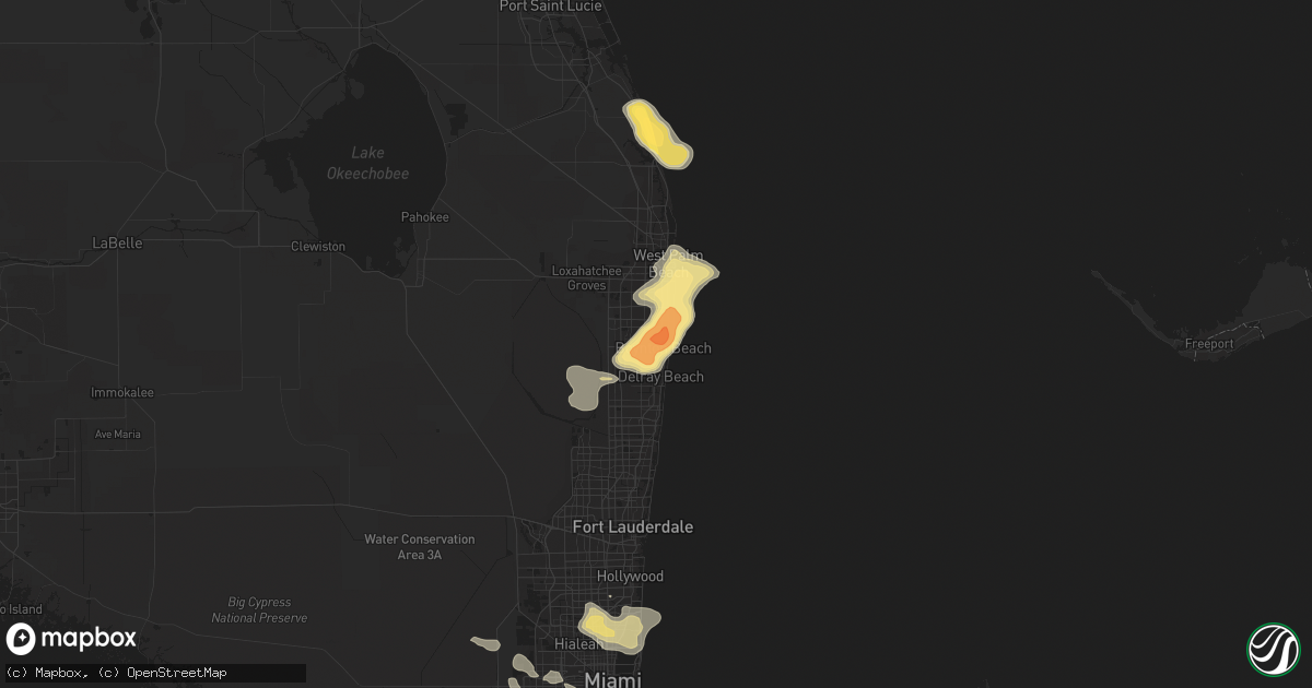 Hail map in Boynton Beach, FL on April 15, 2016