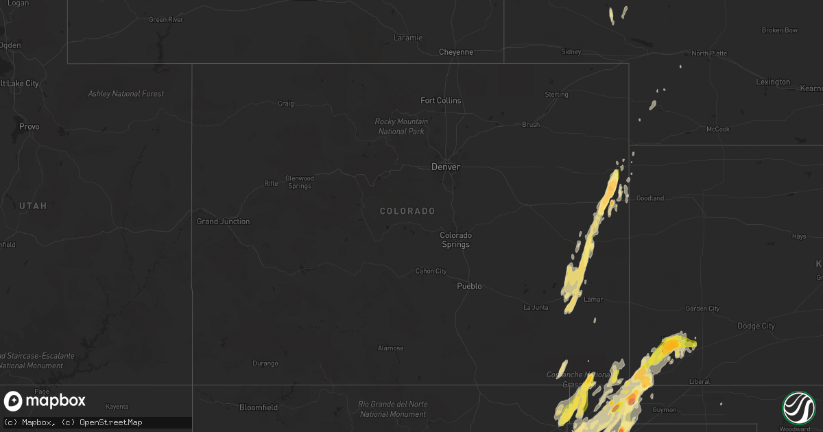 Hail map in Colorado on April 15, 2016