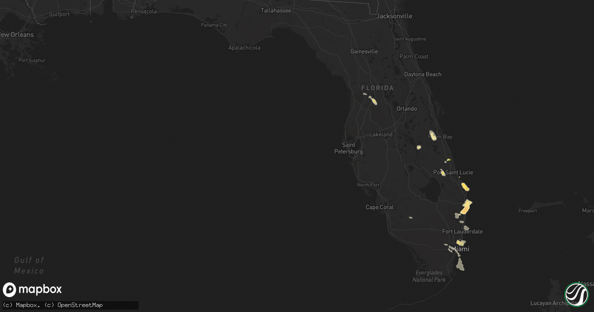 Hail map in Florida on April 15, 2016