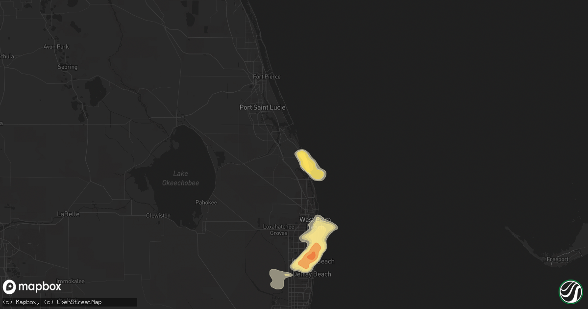 Hail map in Hobe Sound, FL on April 15, 2016