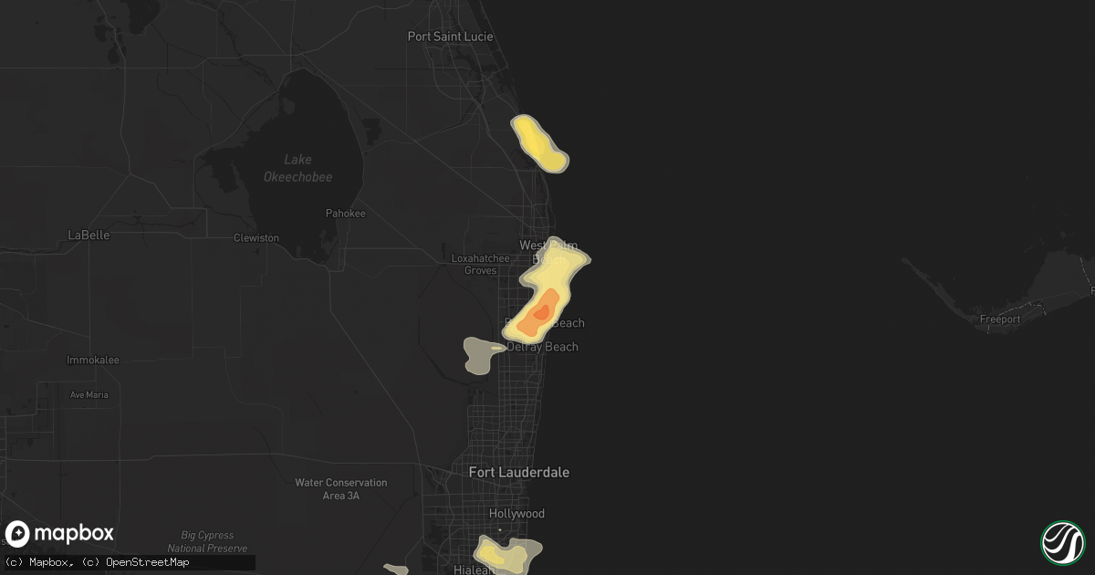 Hail map in Lake Worth Beach, FL on April 15, 2016
