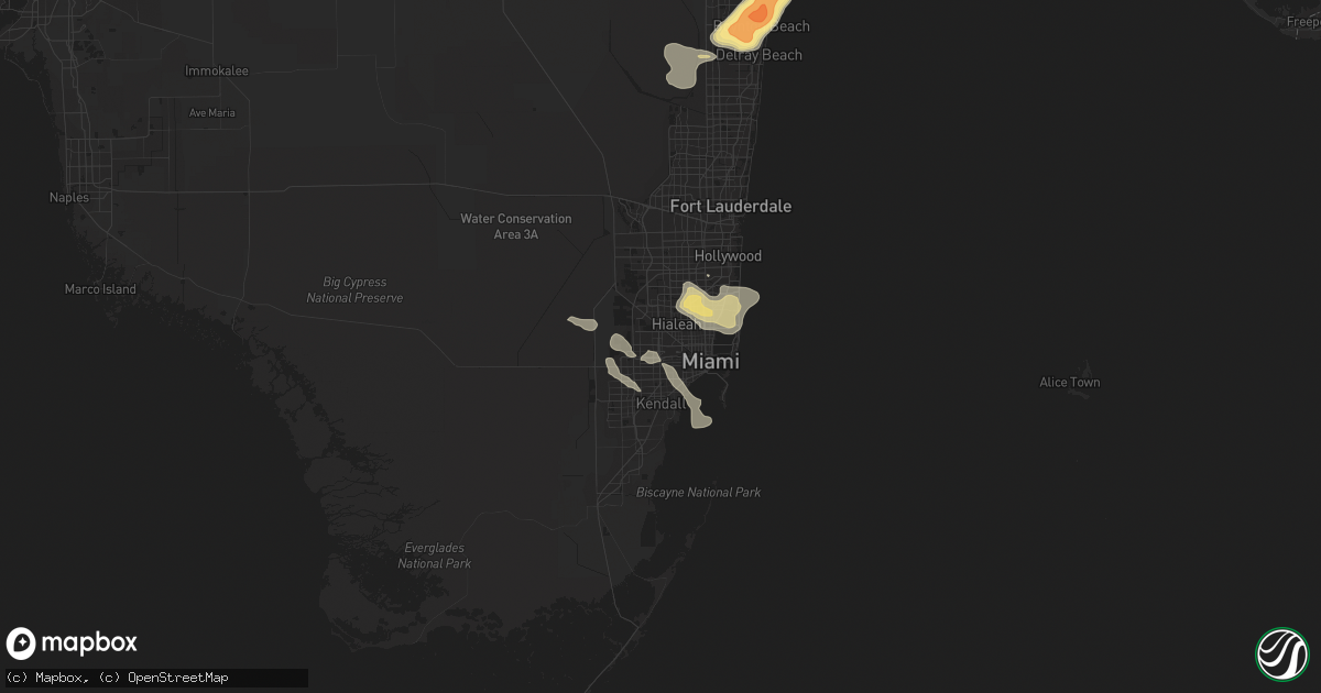 Hail map in Miami, FL on April 15, 2016