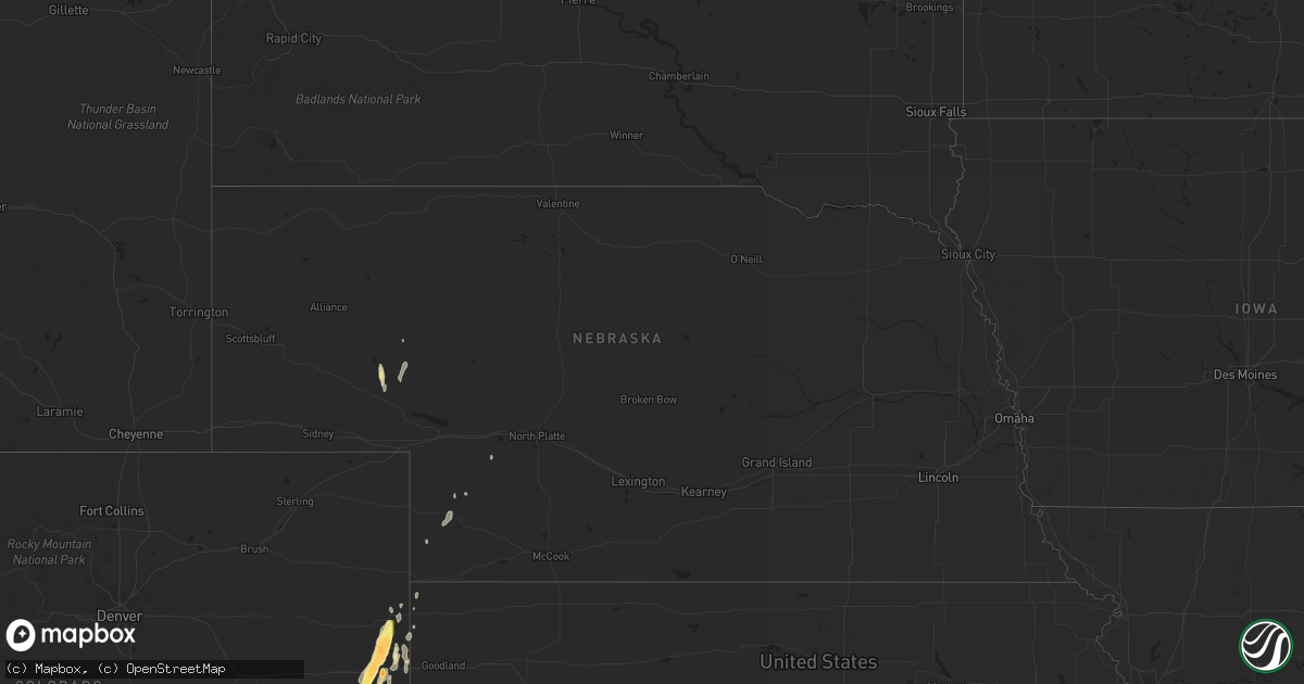 Hail map in Nebraska on April 15, 2016