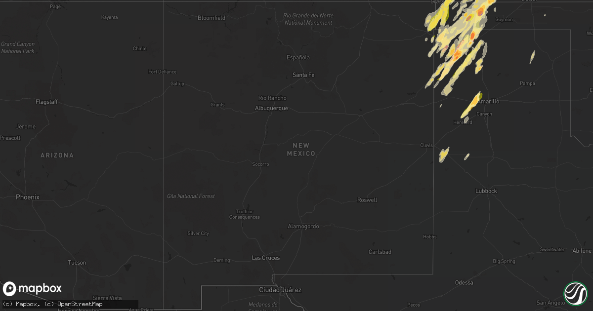 Hail map in New Mexico on April 15, 2016
