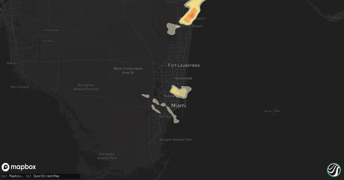 Hail map in Opa Locka, FL on April 15, 2016