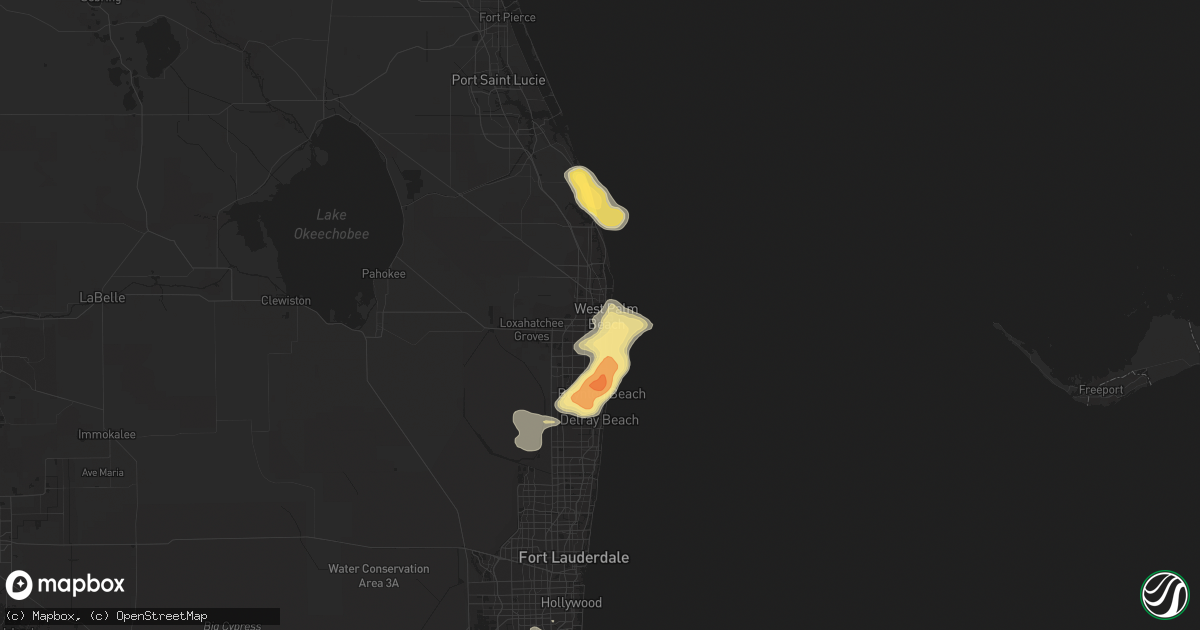 Hail map in West Palm Beach, FL on April 15, 2016
