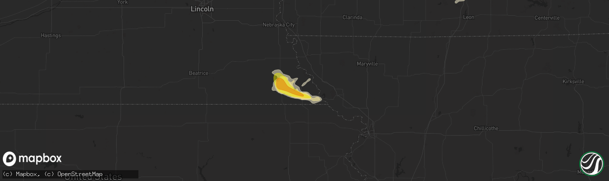 Hail map in Falls City, NE on April 15, 2017