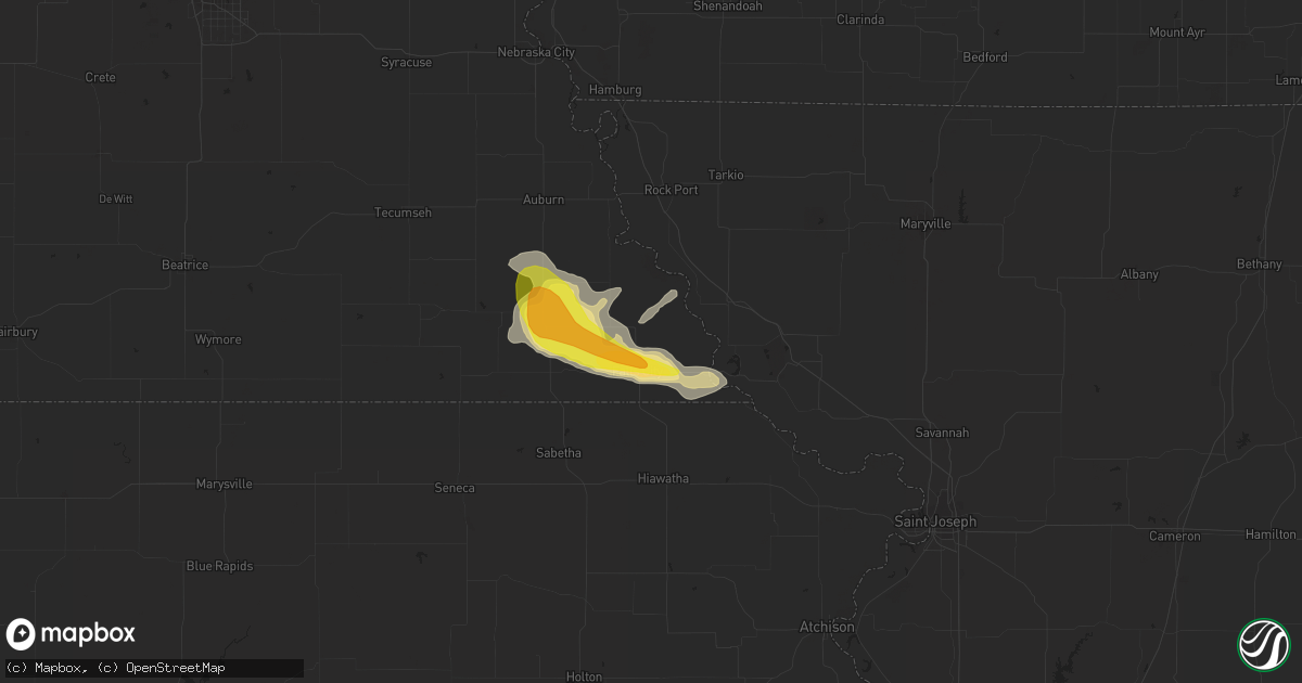 Hail map in Falls City, NE on April 15, 2017