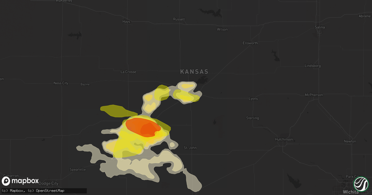 Hail map in Great Bend, KS on April 15, 2017