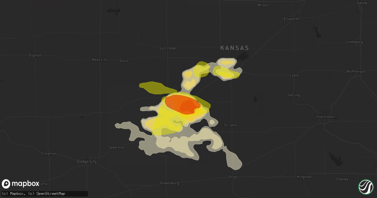 Hail map in Larned, KS on April 15, 2017