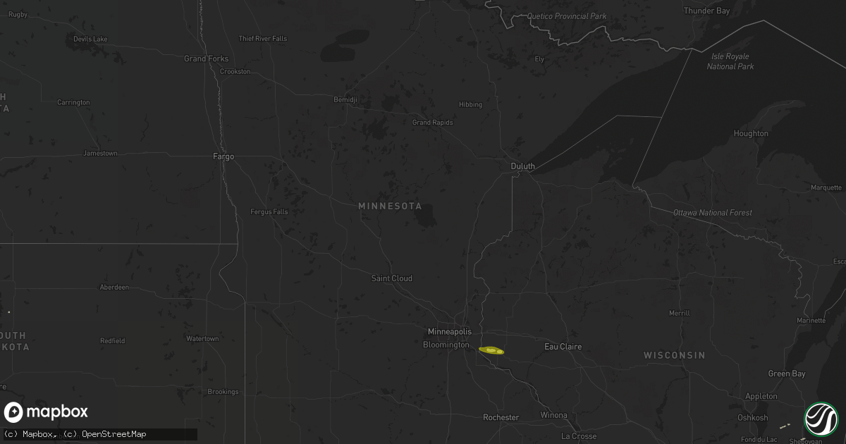 Hail map in Minnesota on April 15, 2017