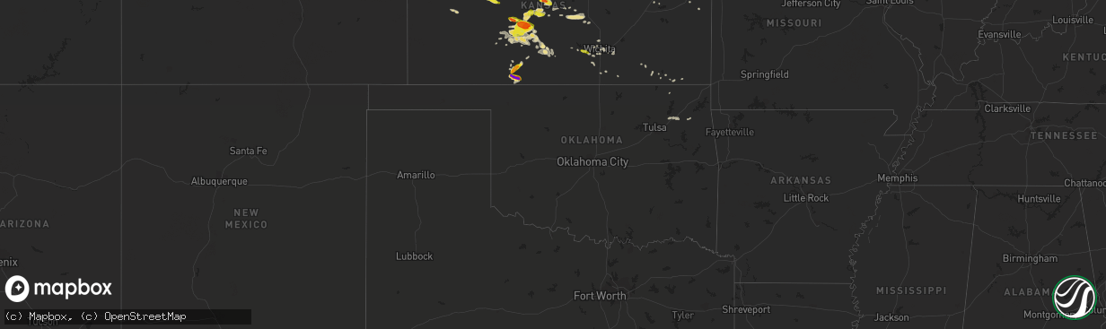 Hail map in Oklahoma on April 15, 2017