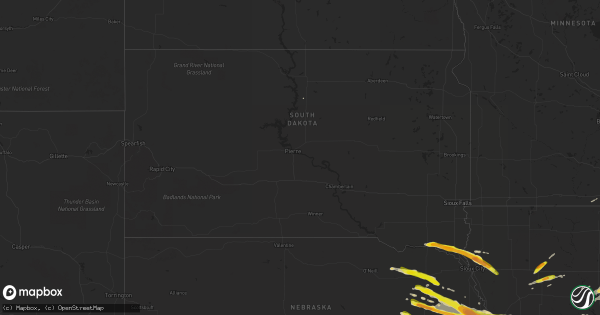 Hail map in South Dakota on April 15, 2017