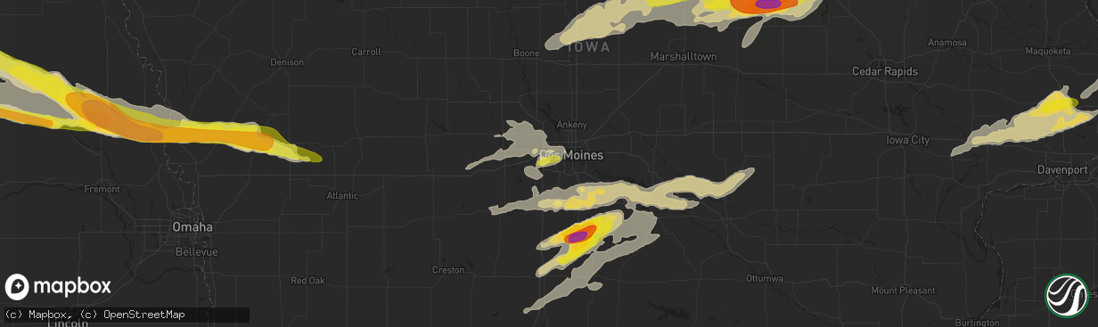 Hail map in West Des Moines, IA on April 15, 2017