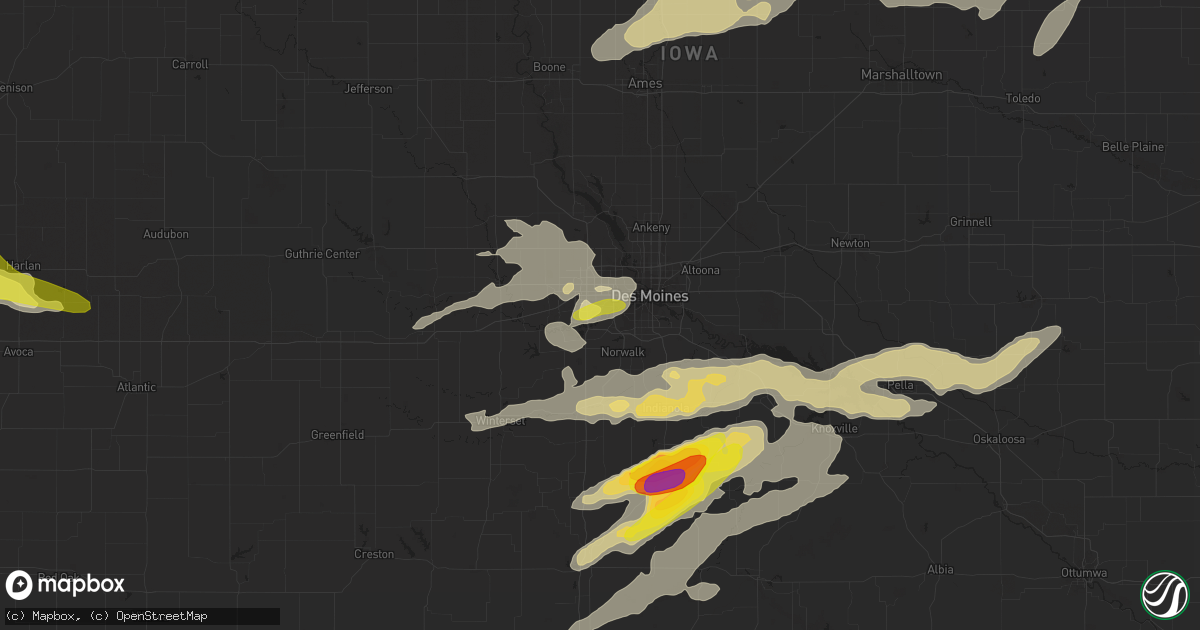 Hail map in West Des Moines, IA on April 15, 2017