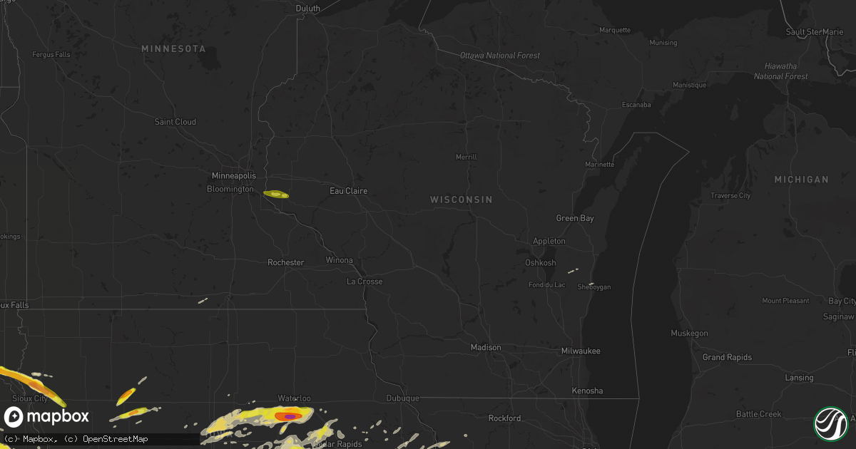 Hail map in Wisconsin on April 15, 2017