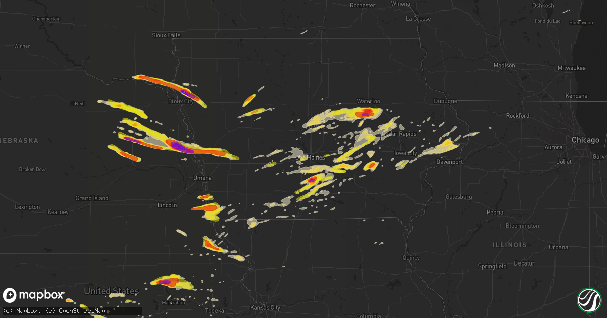 Hail map on April 15, 2017