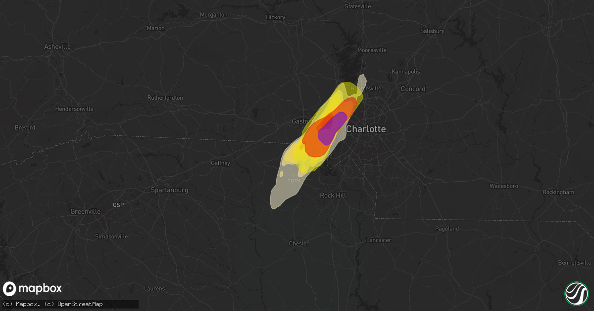 Hail map in Clover, SC on April 15, 2018