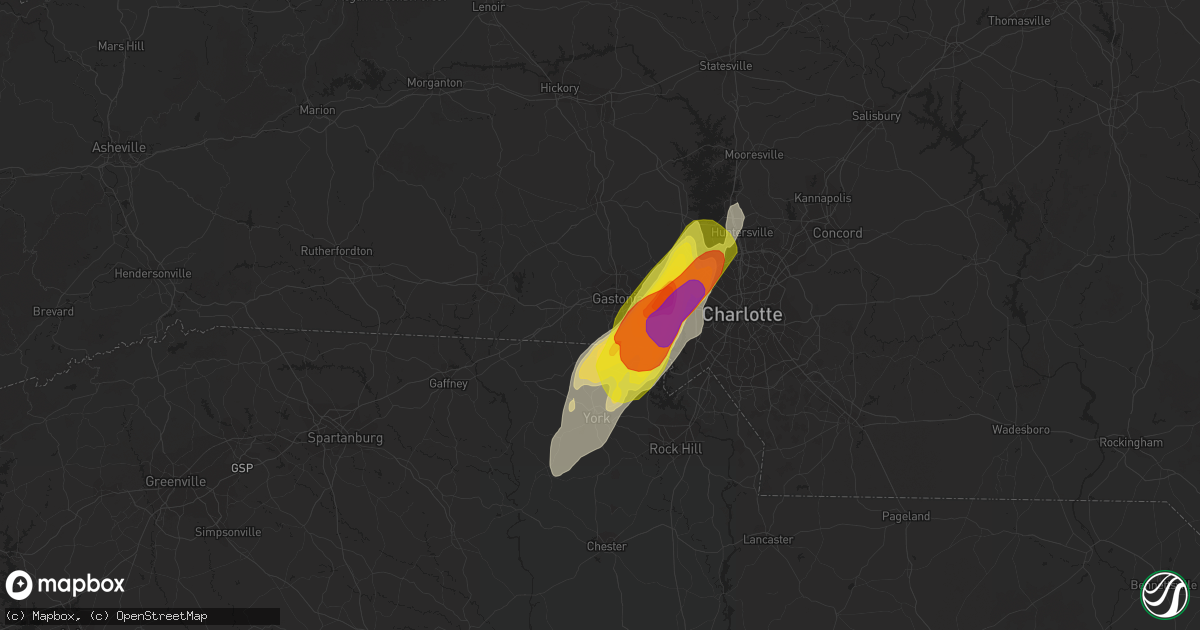 Hail map in Gastonia, NC on April 15, 2018