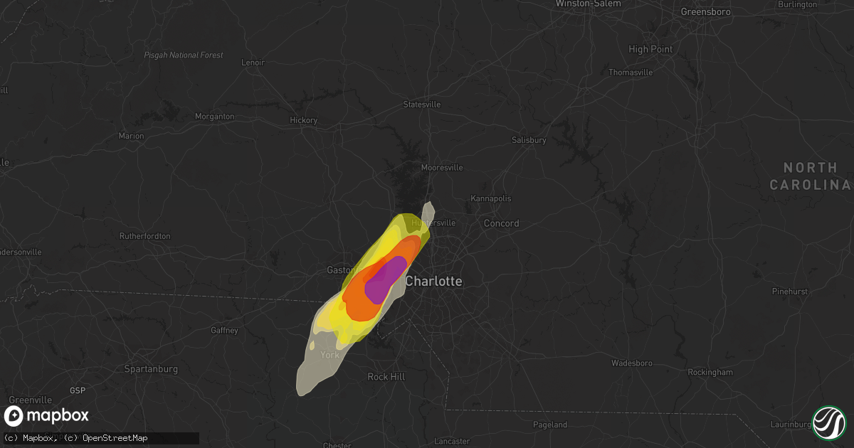 Hail map in Huntersville, NC on April 15, 2018