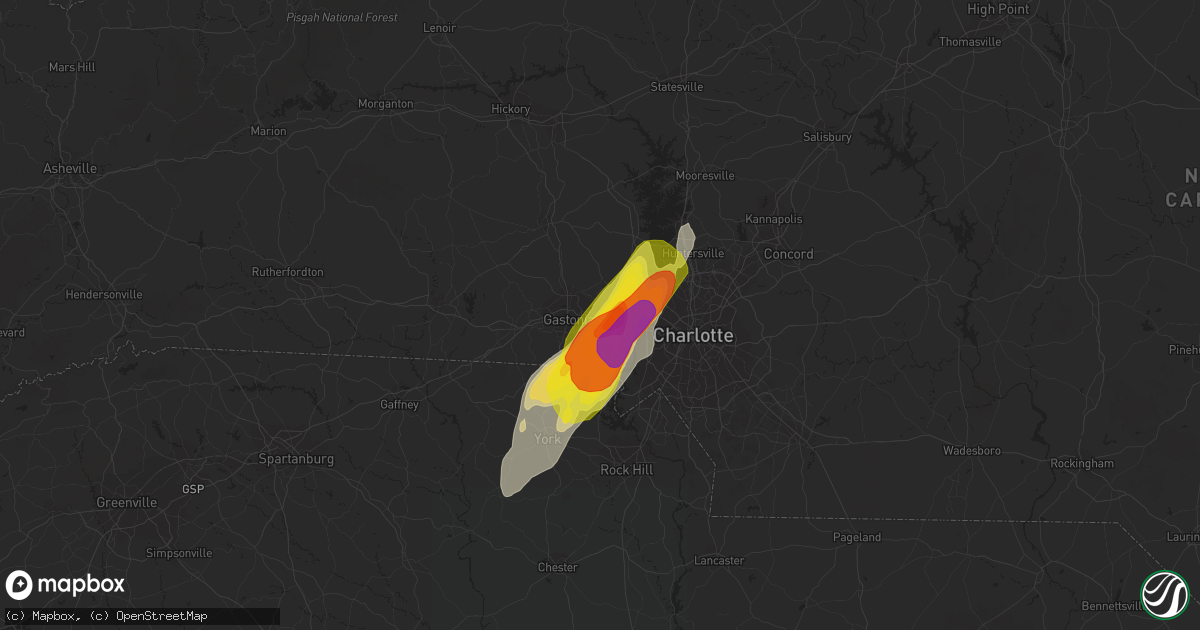 Hail map in Lowell, NC on April 15, 2018