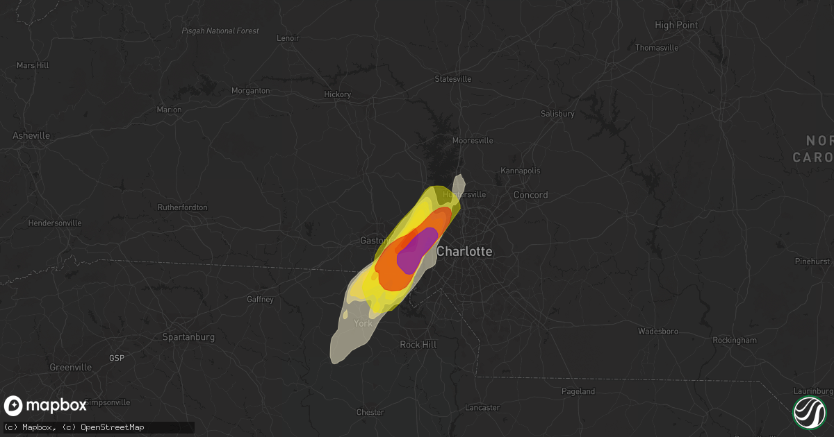 Hail map in Mount Holly, NC on April 15, 2018