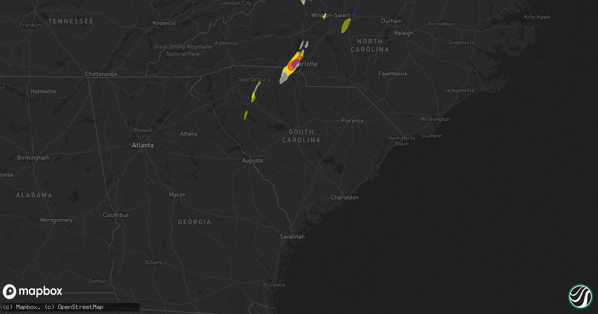 Hail map in South Carolina on April 15, 2018