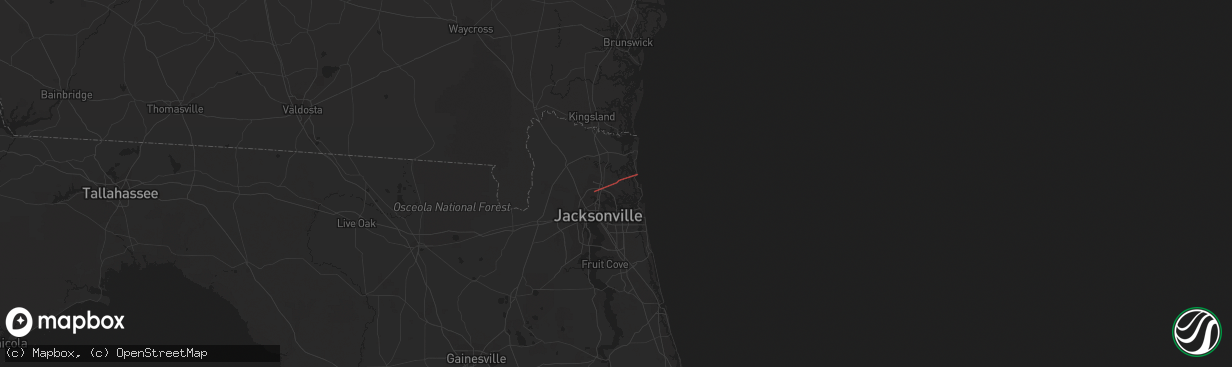 Hail map in Jacksonville, FL on April 15, 2020