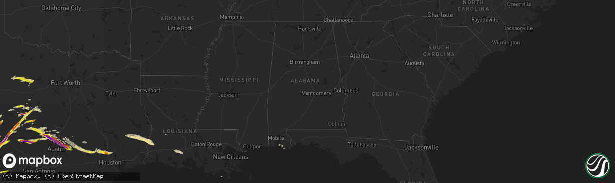 Hail map in Alabama on April 15, 2021