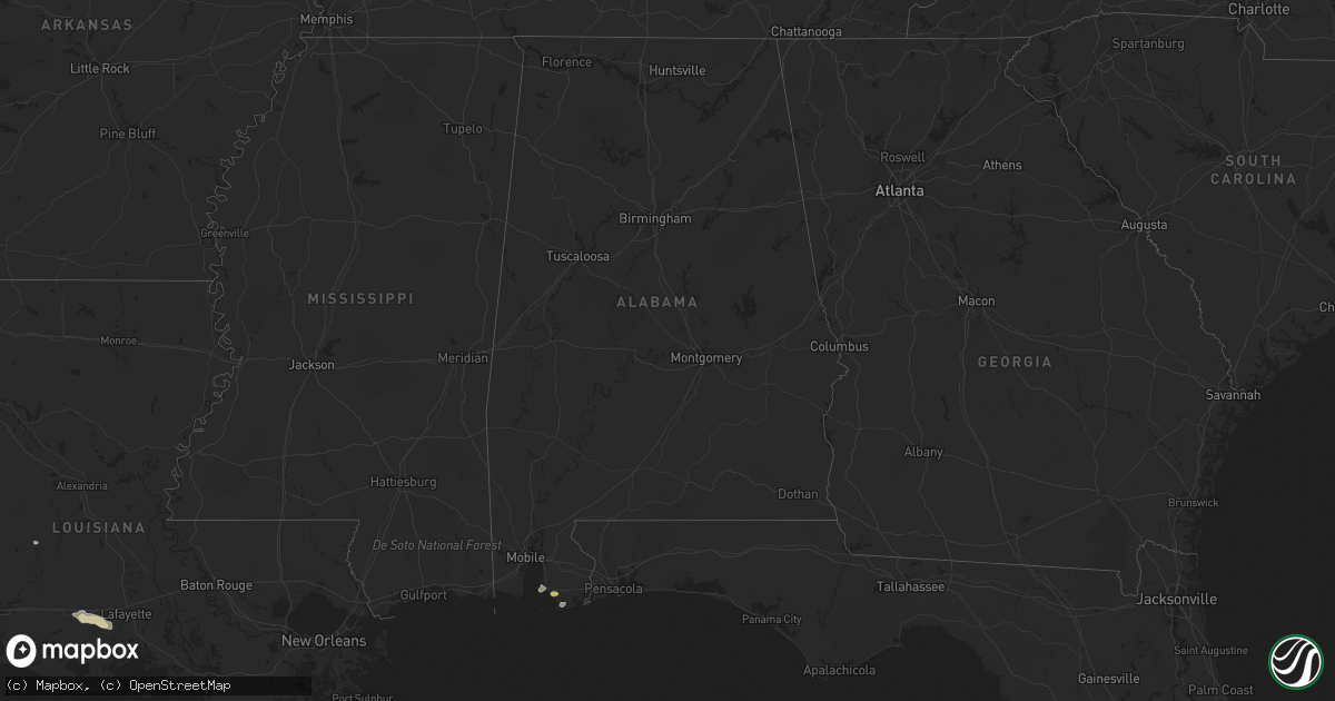 Hail map in Alabama on April 15, 2021