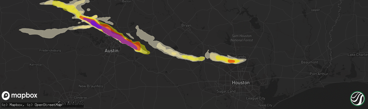 Hail map in Brenham, TX on April 15, 2021