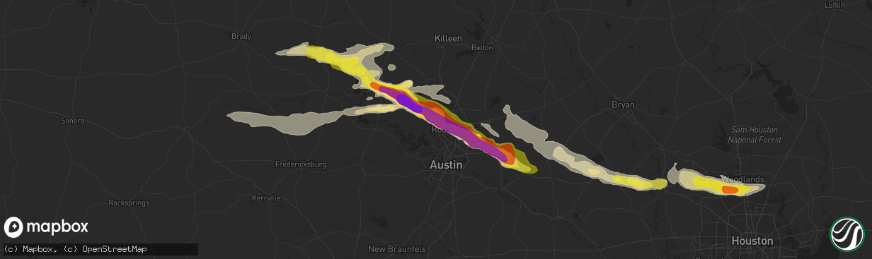 Hail map in Cedar Park, TX on April 15, 2021