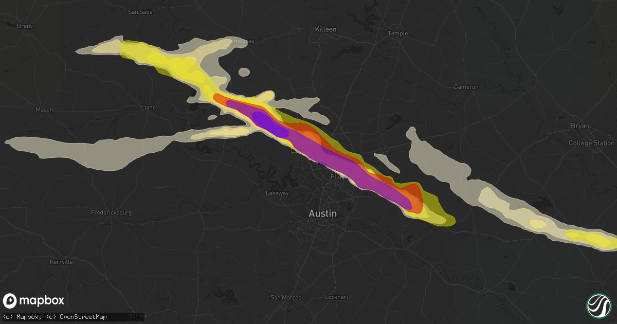 Hail map in Cedar Park, TX on April 15, 2021