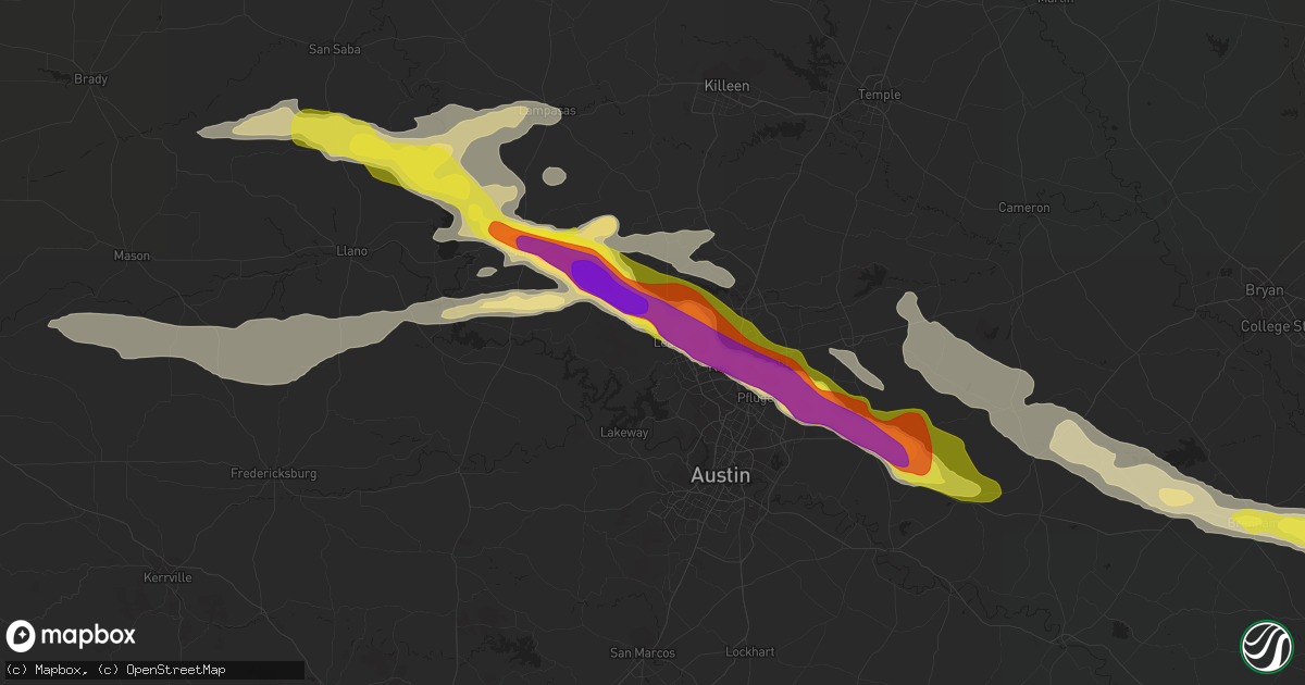 Hail map in Leander, TX on April 15, 2021