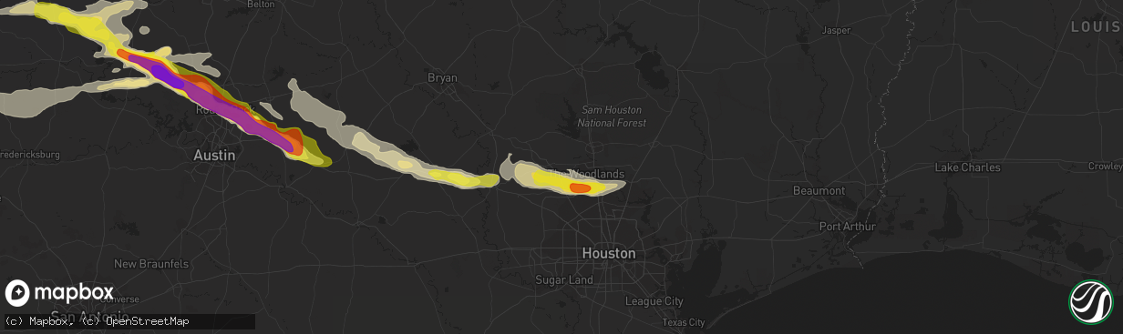 Hail map in Magnolia, TX on April 15, 2021