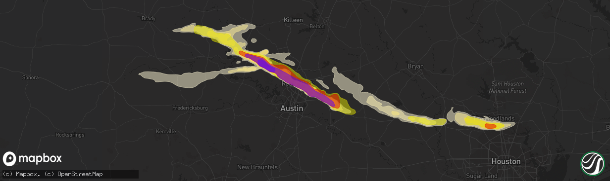 Hail map in Pflugerville, TX on April 15, 2021