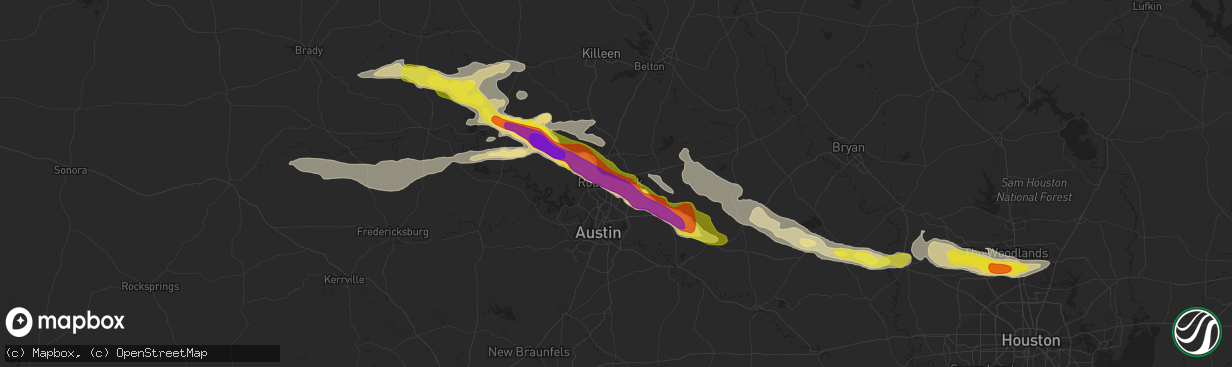 Hail map in Round Rock, TX on April 15, 2021