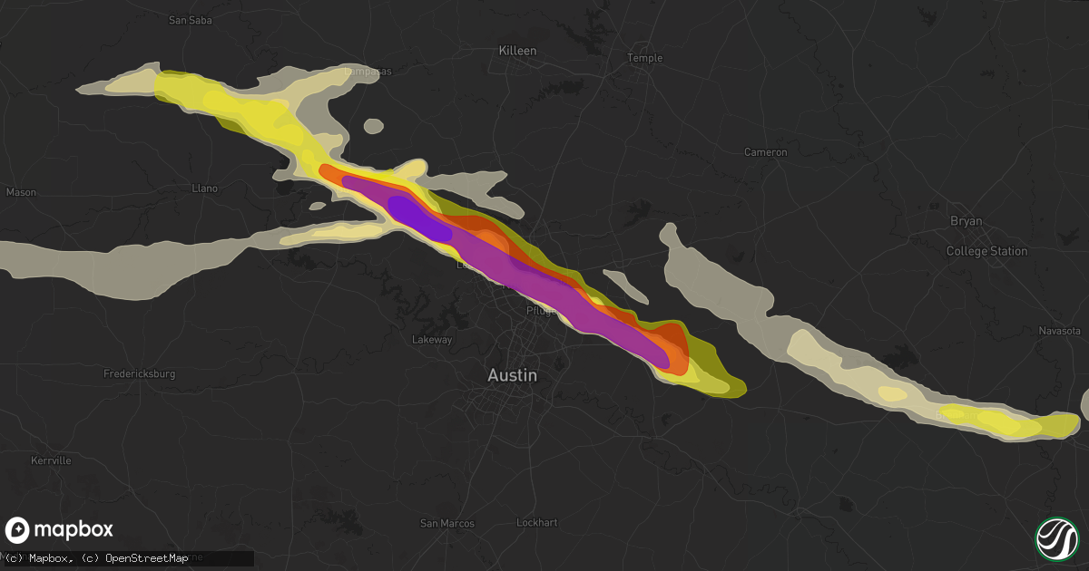 Hail map in Round Rock, TX on April 15, 2021