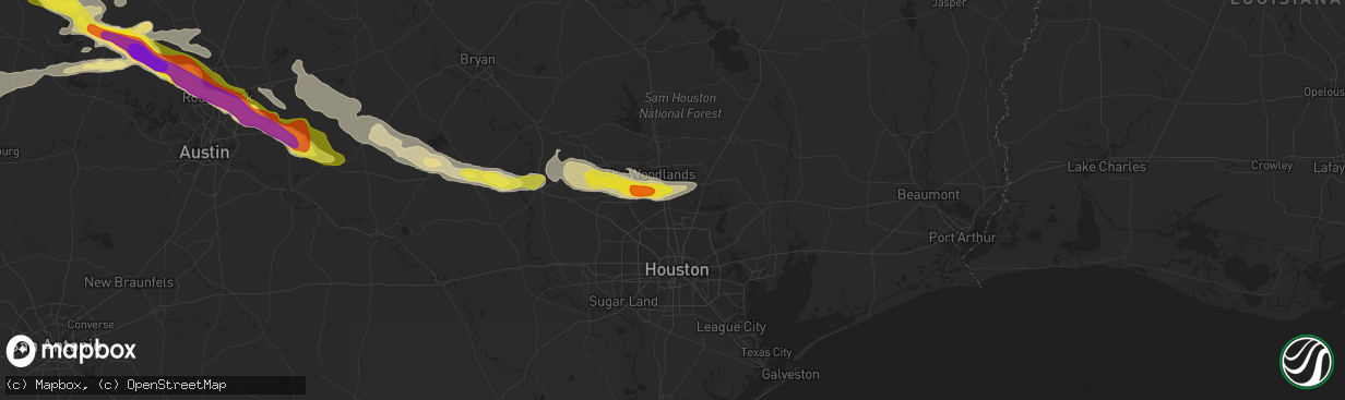 Hail map in Spring, TX on April 15, 2021