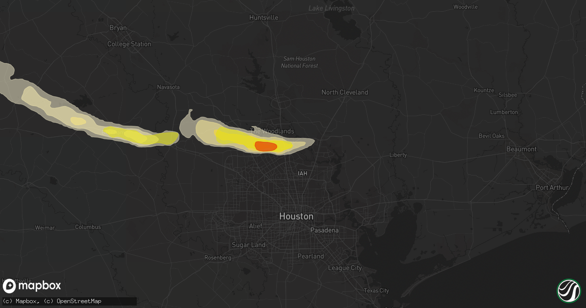 Hail map in Spring, TX on April 15, 2021