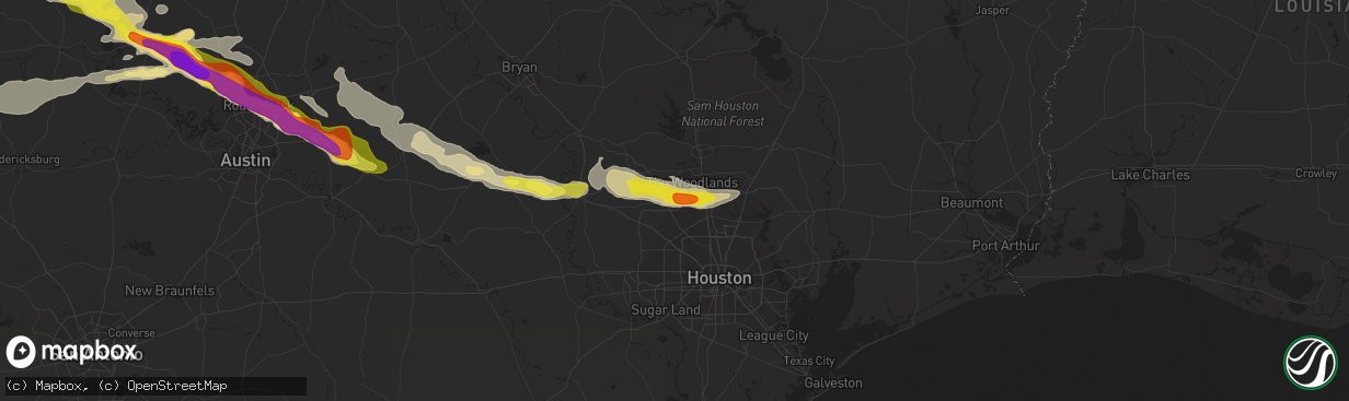 Hail map in Tomball, TX on April 15, 2021