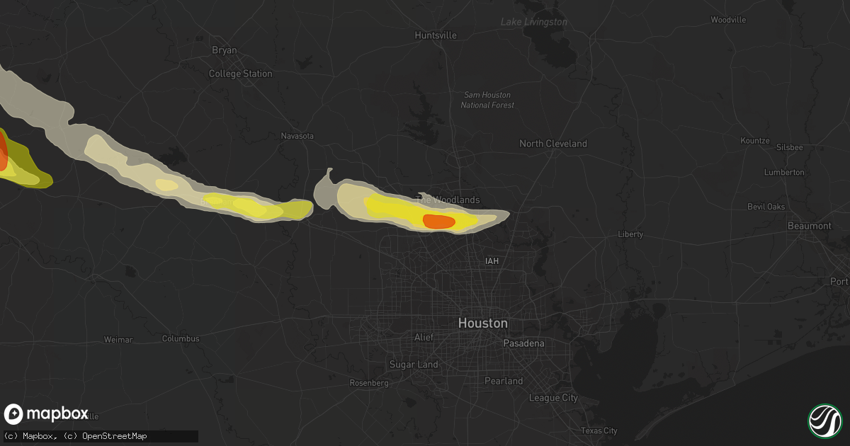 Hail map in Tomball, TX on April 15, 2021