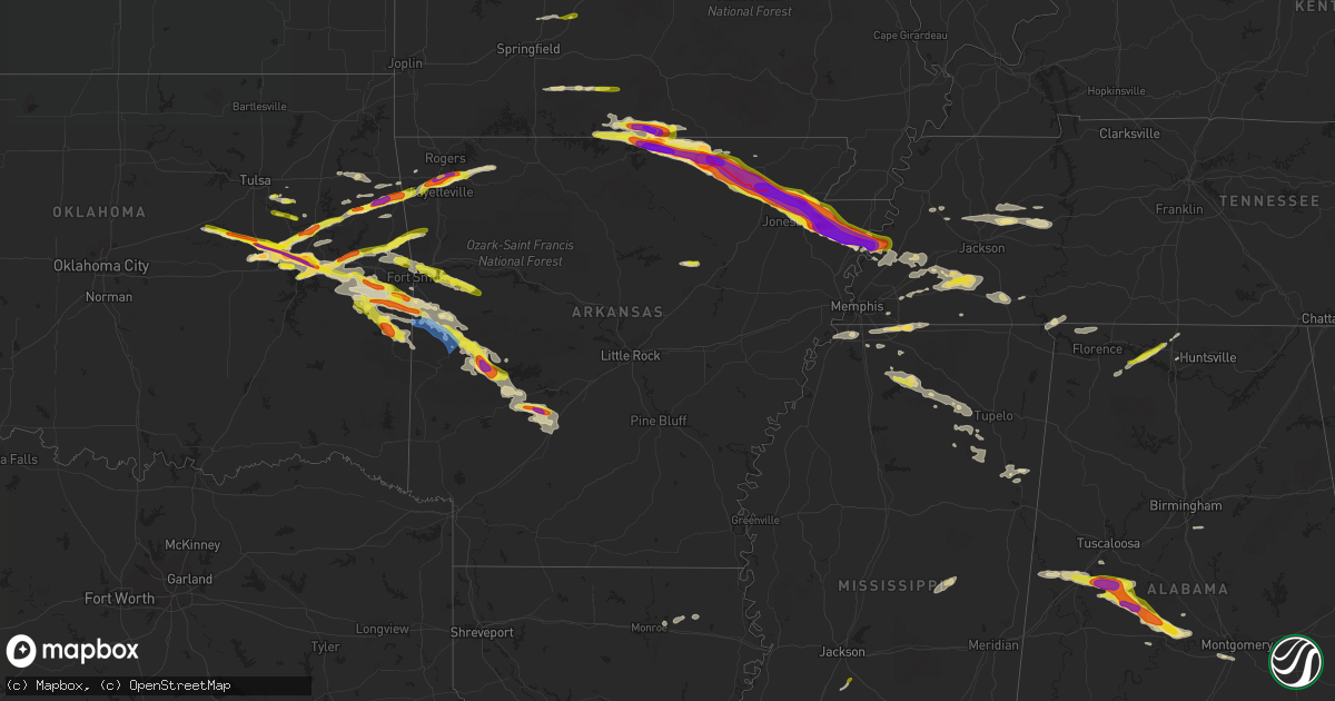 Hail map in Arkansas on April 15, 2022