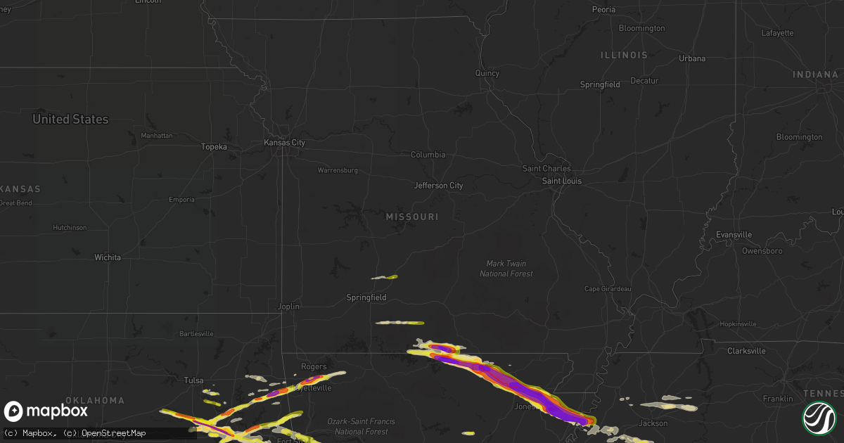 Hail map in Missouri on April 15, 2022