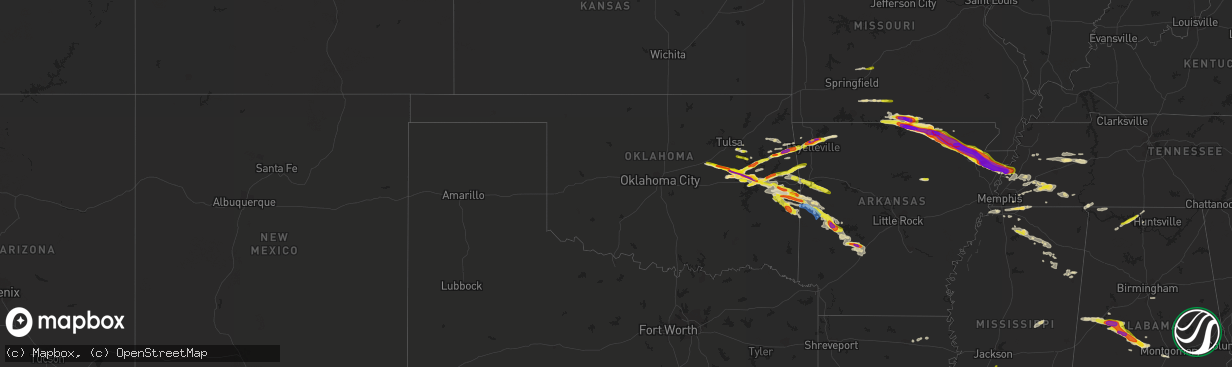 Hail map in Oklahoma on April 15, 2022