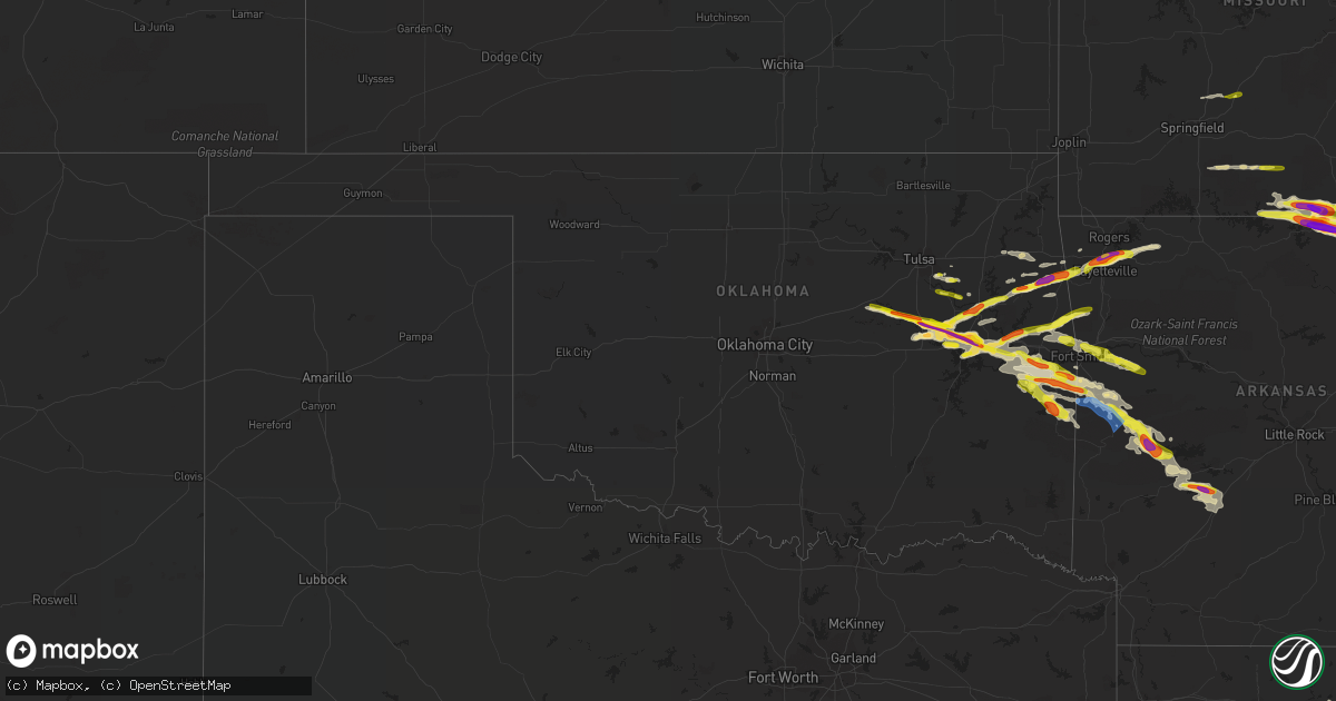 Hail map in Oklahoma on April 15, 2022