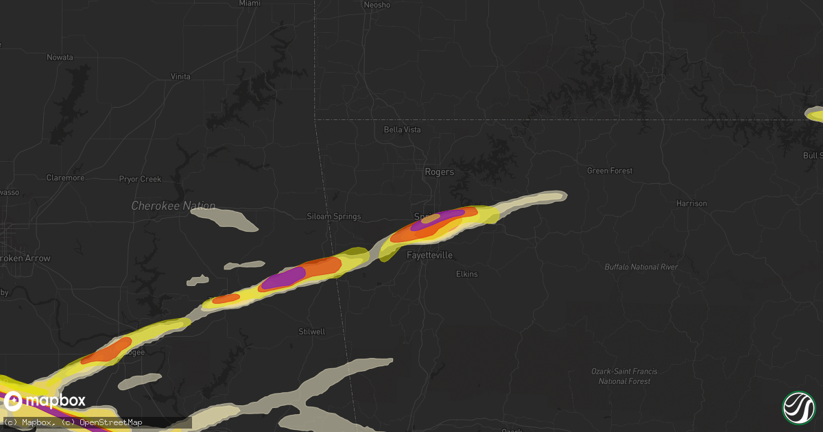 Hail map in Springdale, AR on April 15, 2022