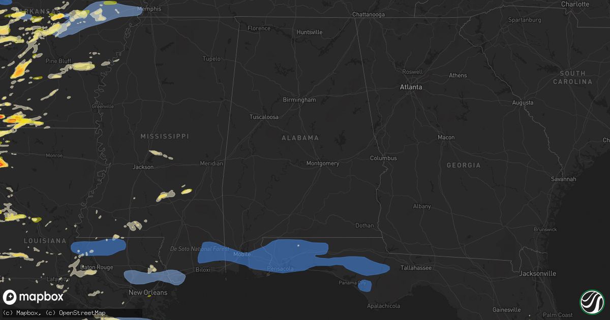 Hail map in Alabama on April 15, 2023